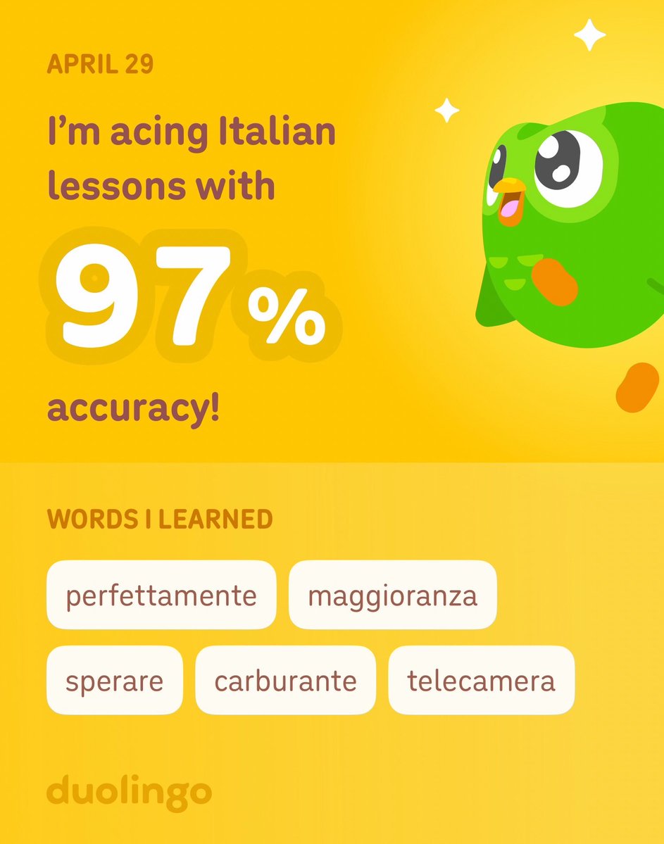 I’m learning Italian on Duolingo! It’s free, fun, and effective.