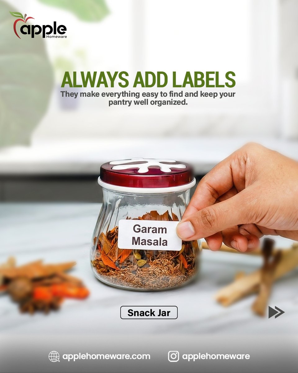 applehomeware's tweet image. Simple Habit, Smarter Kitchen!
Add labels and transform your pantry into a space that feels calm and easy to use
Start small and see the difference

Buy Now! applehomeware.com/products/snack…

#StayOrganized #HomeEssentials #KitchenUpgrade #SmartTips #FreshLiving #KitchenGoals