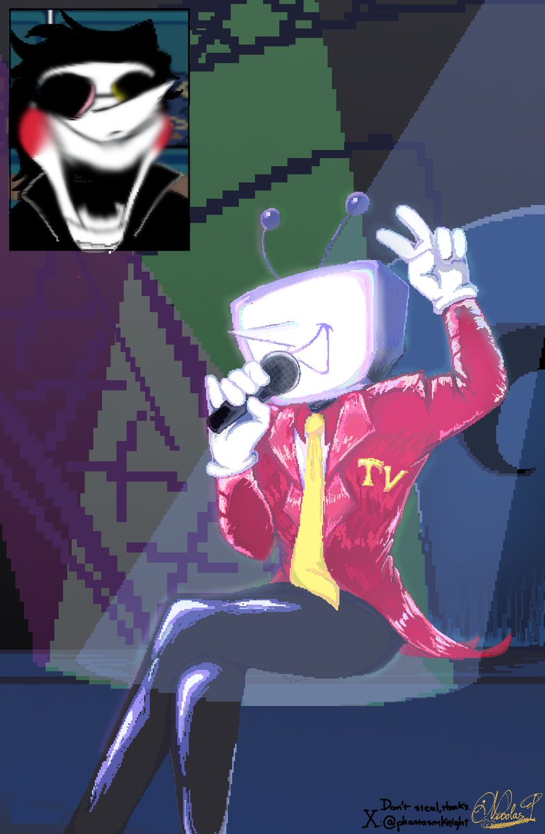 phantasmknight's tweet photo. Live, laugh, love TV.
#ilovetv #tenna #deltarune
#deltarunechapter3 #spamton
#spamtenna #digitalart https://t.co/bsgL3tHyra