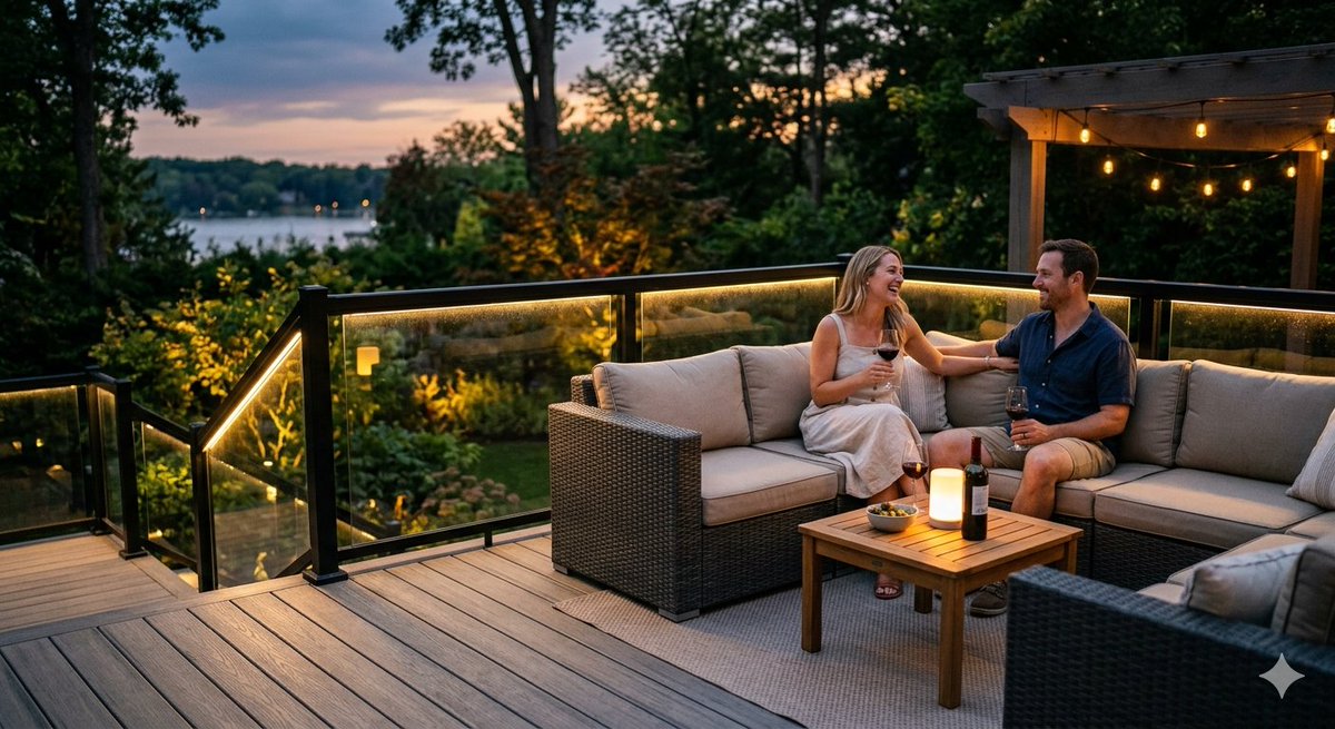 JayWebb43910's tweet image. Picture evening gatherings on a sleek deck, glass rails shimmering under subtle deck lighting.

How would you illuminate your new space—modern LEDs or classic lanterns? Share your favorite lighting ideas and let’s create the perfect nighttime retreat together. #OutdoorLighting