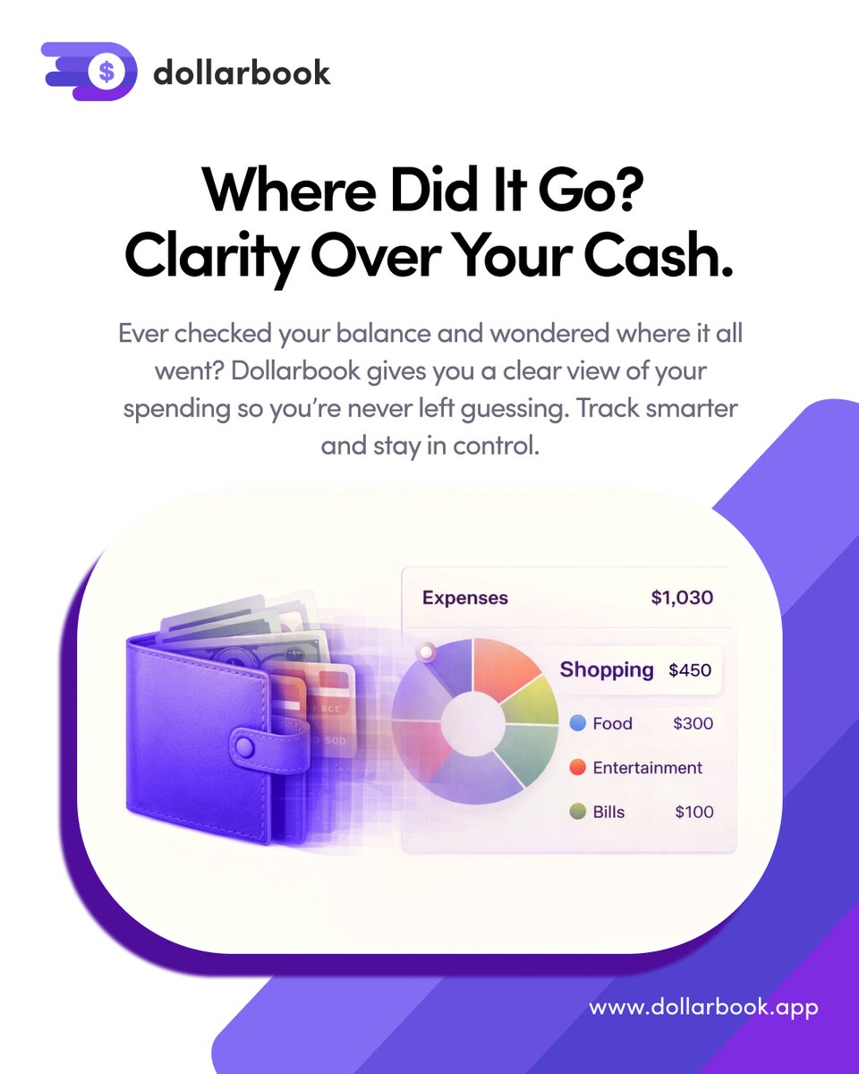 App_Cloudknots's tweet image. Ever checked your balance and wondered where it all went? Dollarbook gives you a clear view of your spending so you’re never left guessing. Track smarter and stay in control. 
💻 dollarbook.app

#dollarbook #expensetracking #Budgeting #ExpenseTrackerApp #MoneyHabits