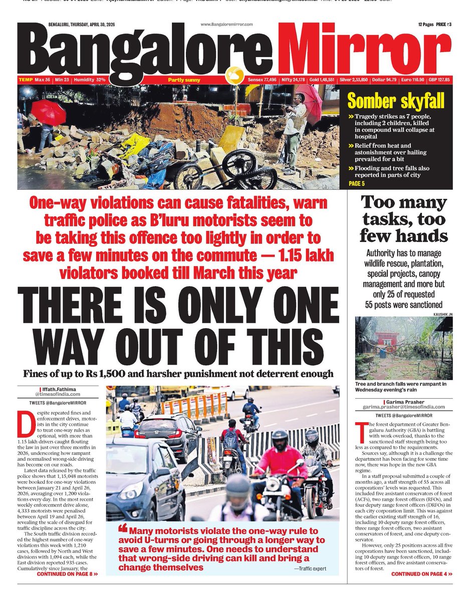 BangaloreMirror's tweet image. Today's Bangalore Mirror, Front Page. Grab a copy, #Bengaluru #Bangalore or check out at epaper.timesgroup.com