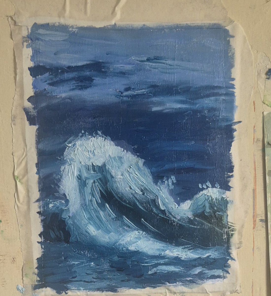 Paintedw0lf_'s tweet image. Tried to #paint quite dramatic ocean it didn't took long but I liked it and it looks better when I see it in irl standing a bit far #painting #art #ocean #waves