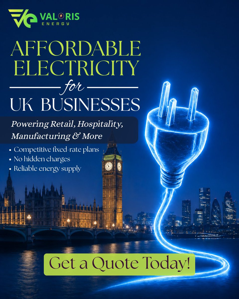 valorisenergy01's tweet image. Power your business with #affordable and reliable energy from #ValorisEnergy. We offer customised plans that help you control costs without compromising on performance. Switching is simple, and the savings are real. 

Get your quote today and make the smarter move.