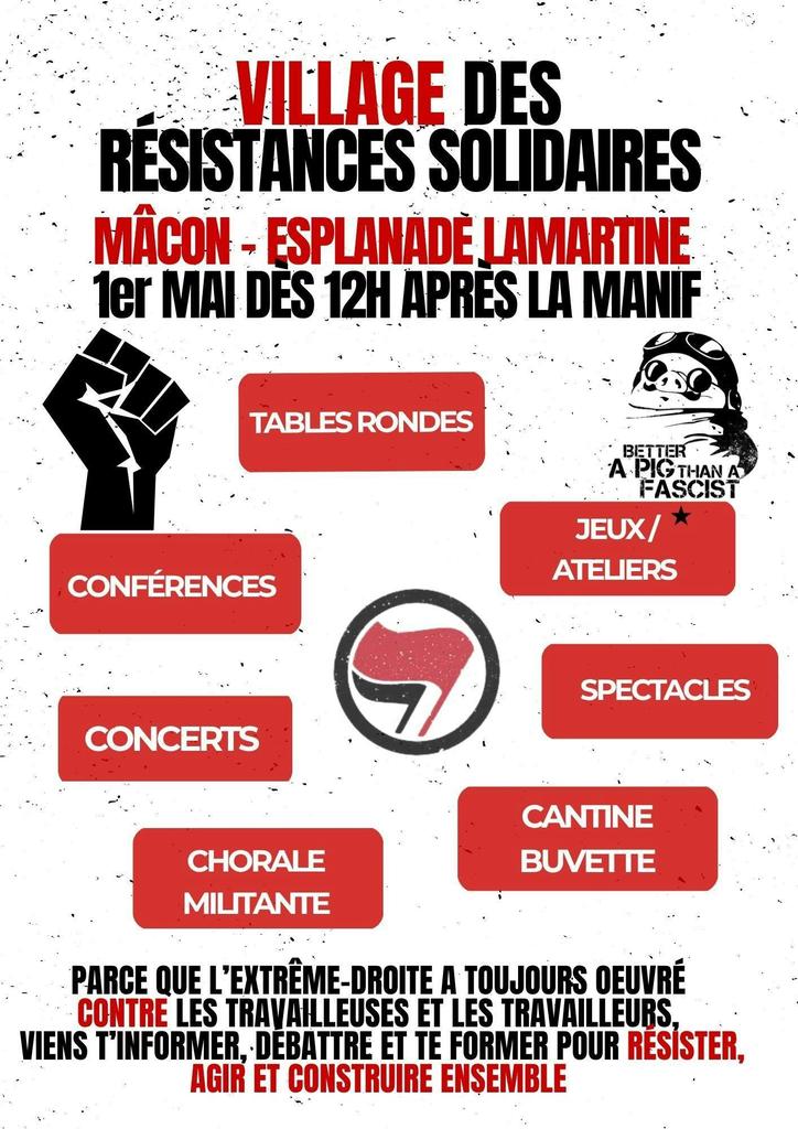cntso_fr's tweet photo. A #Mâcon (71) la CNT-SO appelle à l'initiative antifasciste unitaire contre la tenue du congrès national du #RN ✊

👉 Manif à 10h, esplanade Lamartine
👉 Barnum CNT-SO au "village des résistances" 👇 à partir de 12h

Appel unitaire 👉 https://t.co/hpl7uMzECN

⤵️ https://t.co/rZy6Md2VmW