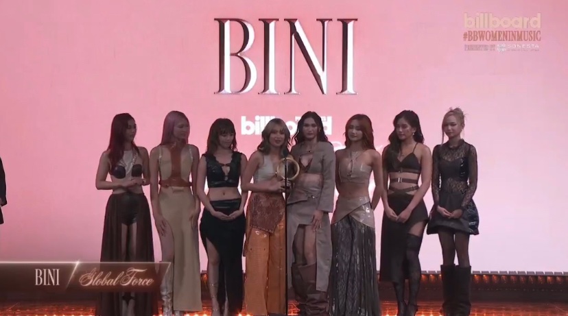 BINI receives their Global Force Award at the 2026 Billboard Women in Music.

“this is just not a milestone for us, but also a responsibility we carry with so much pride.”