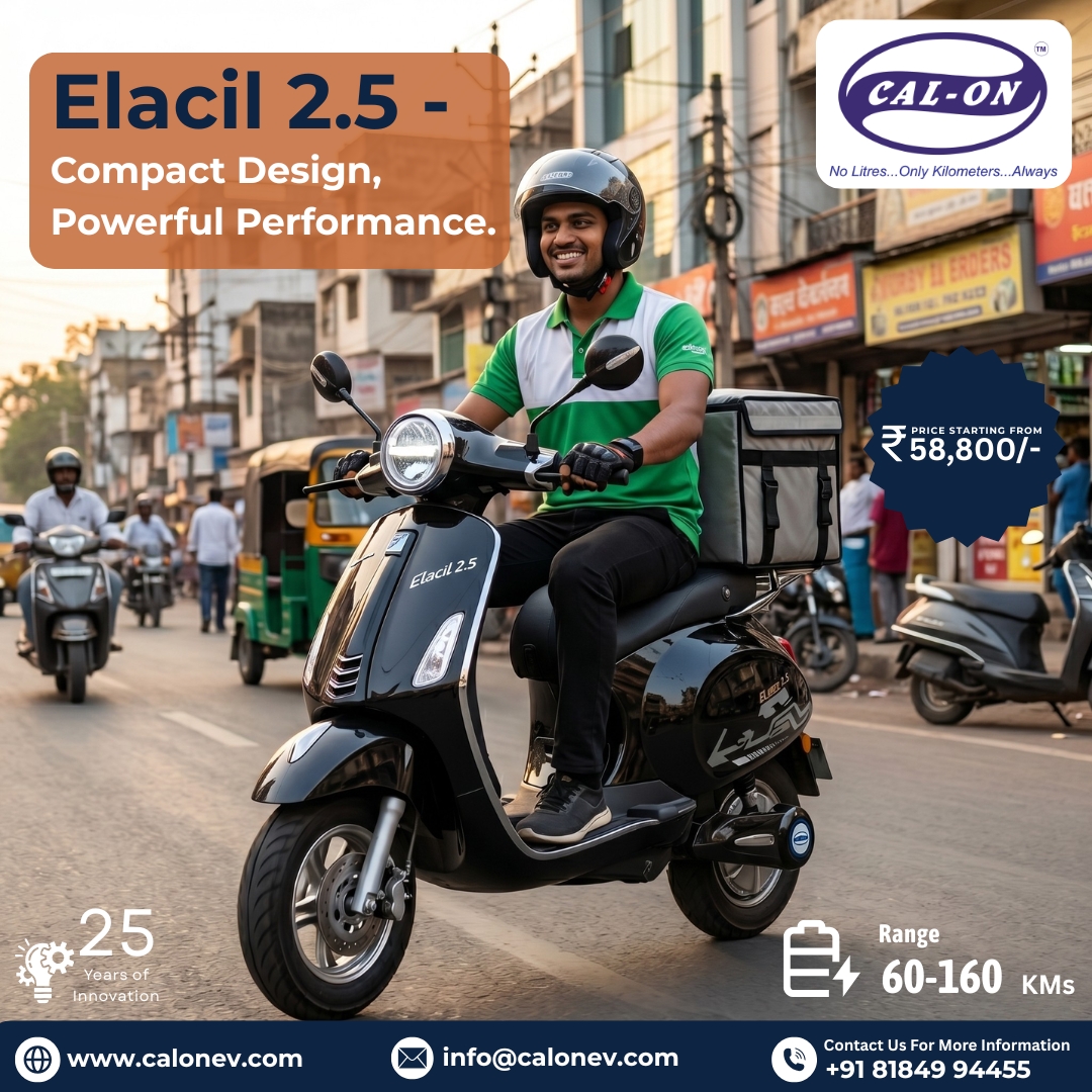 CalonEv's tweet image. 🛵⚡ Elacil 2.5 – Compact yet powerful!

Carry more (150KG), ride smooth (&amp;lt;25 km/h), go farther (60–160 km/charge). 💼📦
💰 Starts at ₹58,800

Perfect for deliveries &amp;amp; daily business.
🌿 Go electric. Save more. Earn more.

#Elacil25 #EVIndia #GoElectric #SmartMobility #EV