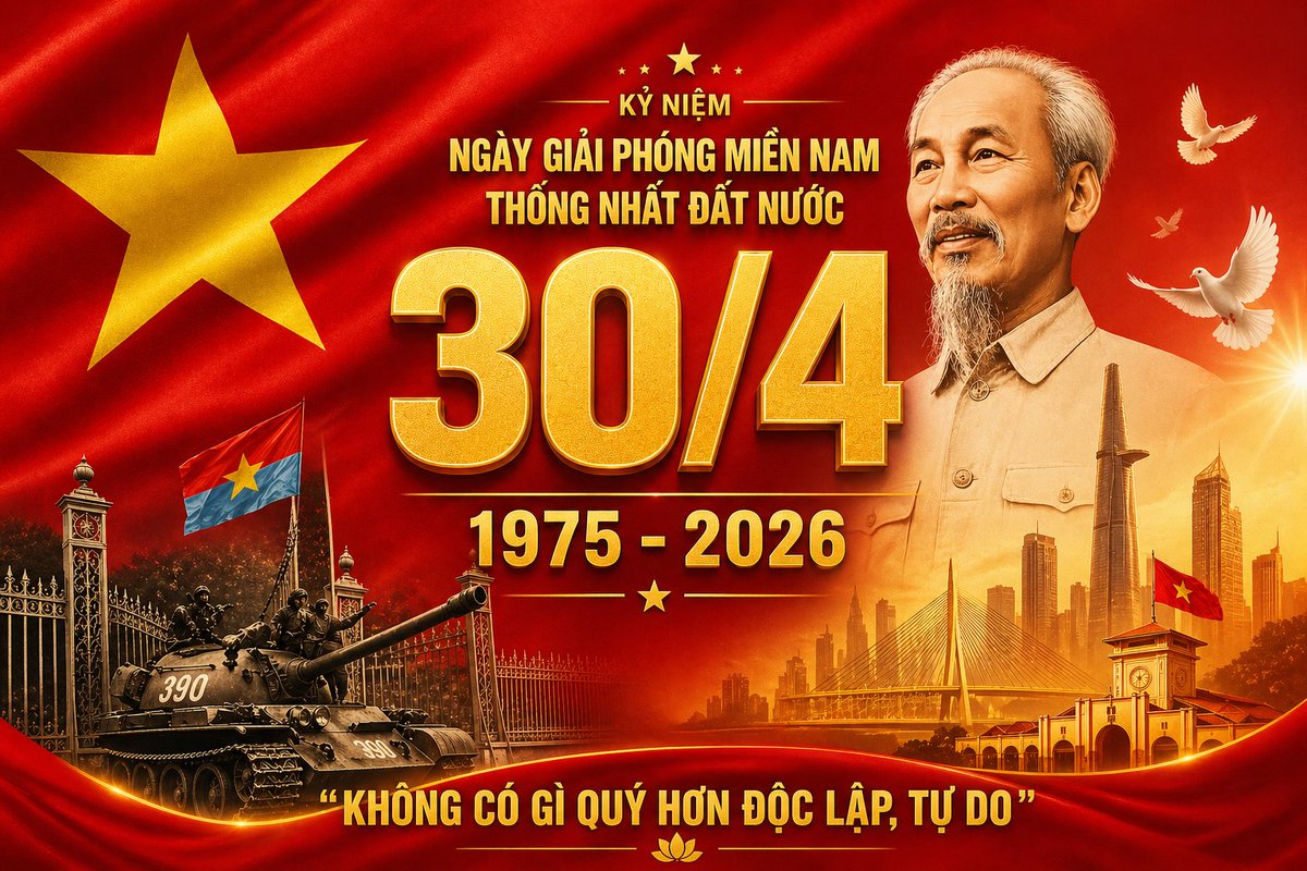 GodBim's tweet photo. Chúc mừng toàn thể người dân Việt Nam : Ngày giải phóng miền Nam, thống nhất đất nước.
" Không có gì quý hơn độc lập, tự do " - Hồ Chí Minh. https://t.co/tffevPRn38