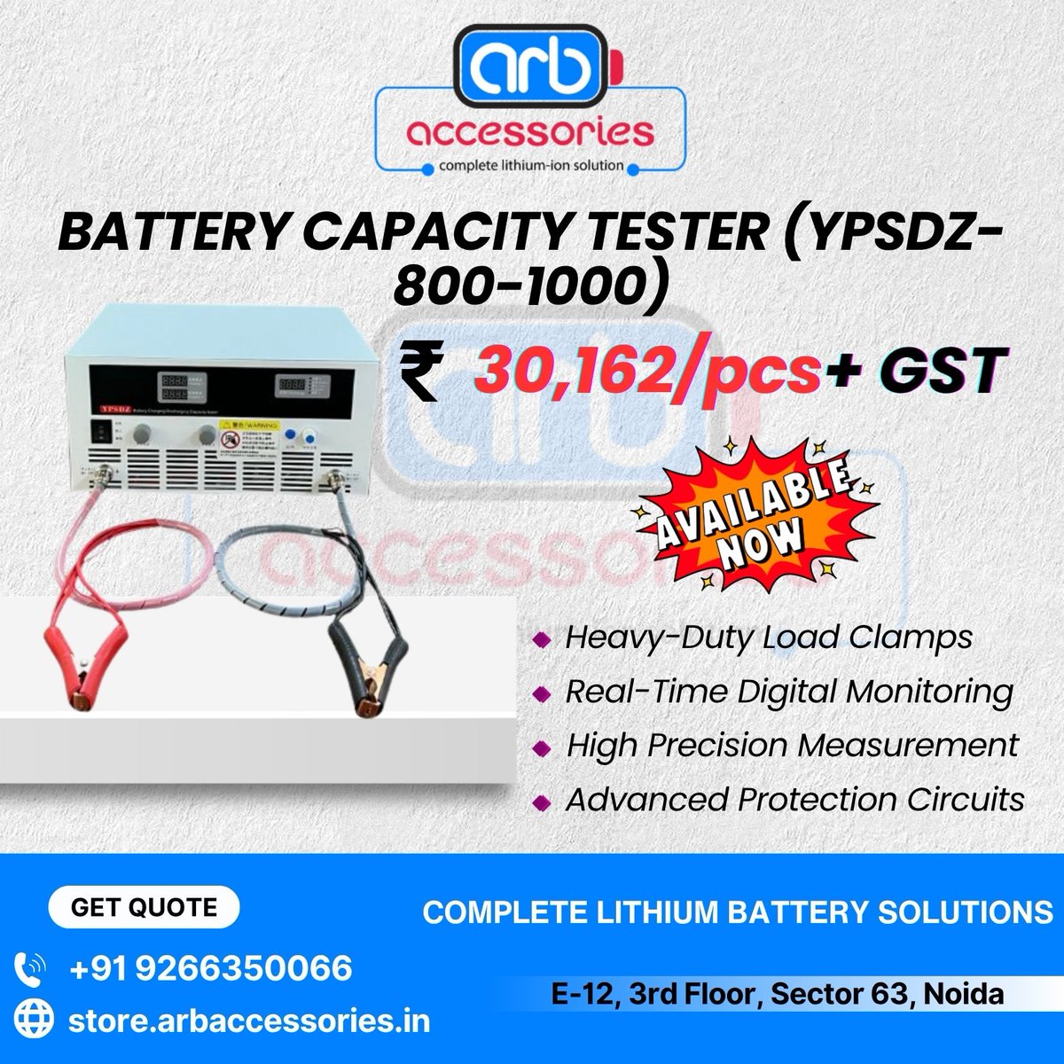 arb_ltd's tweet photo. π Battery Capacity Testers β Precision Testing Solutions
πΉBattery Capacity Tester
Models: YPSDZ-3010, YPSDZ-0550
Model: YPSDZ-800β1000
Model: YPSDZ-0550-4
Model: YPSDZ-1600β2000
π Available at ARB
π https://t.co/yYvva4cICi
#ARBAccessories #BatteryTester #CapacityTester https://t.co/s8k0ahjwK9