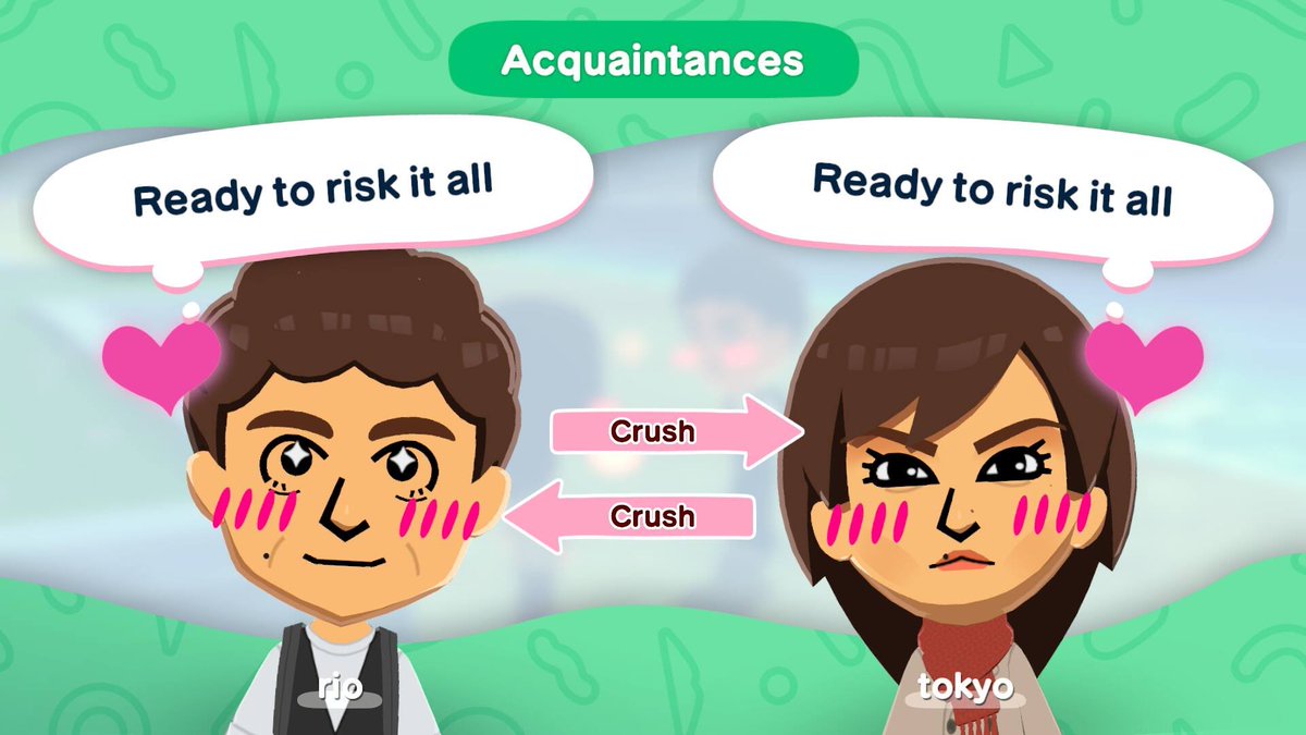 juicedudez's tweet photo. my adorable rio and tokyo miis are currently crushing and yearning for each other so hard, almost everytime i place them near each other they run away nervously it's toooooo cuteeeee https://t.co/URapLsOip8