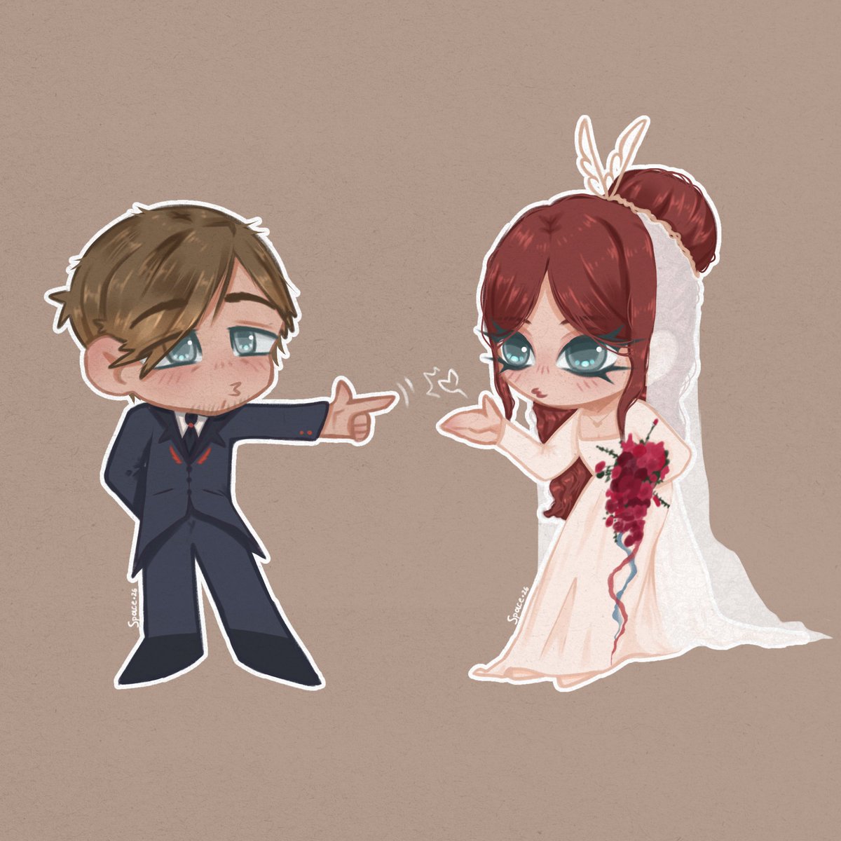 space_stand's tweet photo. The wedding couple 🫐🍒

#LeonKennedy || #ClaireRedfield || #Cleon https://t.co/Gf1m2pP57g
