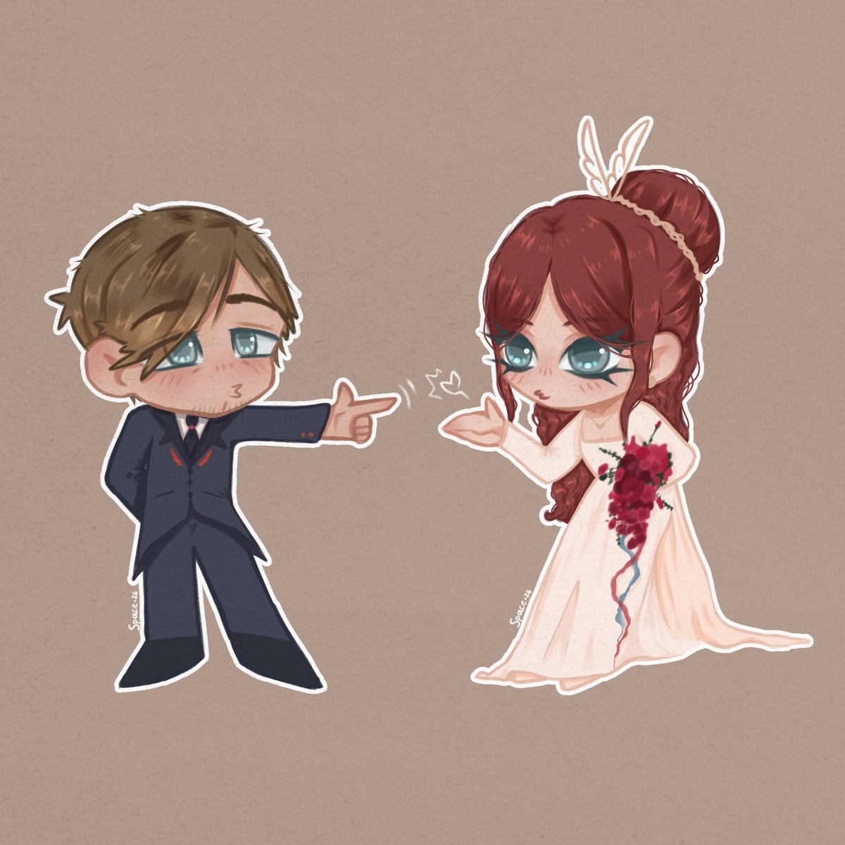 space_stand's tweet photo. The wedding couple 🫐🍒

#LeonKennedy || #ClaireRedfield || #Cleon https://t.co/Gf1m2pP57g