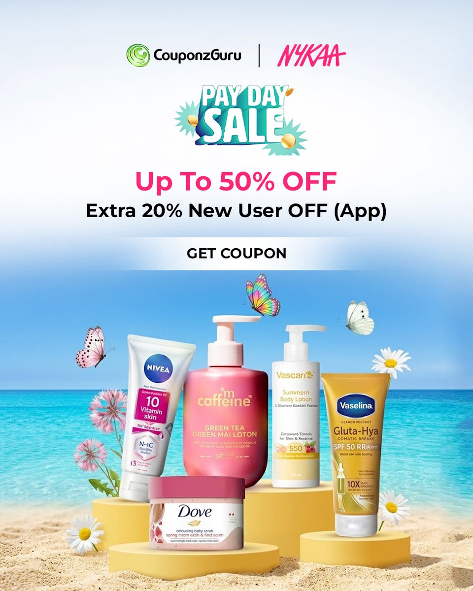 couponzguru's tweet image. PayDay Sale!!
Now Avail Upto 50% OFF On Beauty Products.
New Users Can Get Axtra 20% OFF Upto Rs.300.
Coupon Code Valid For App Purchase Only.

Checkout CouponzGuru To Get This Amazing Offer.

#beauty #cosmetics #PayDaySale #BeautyDeals #offers #Couponzguru