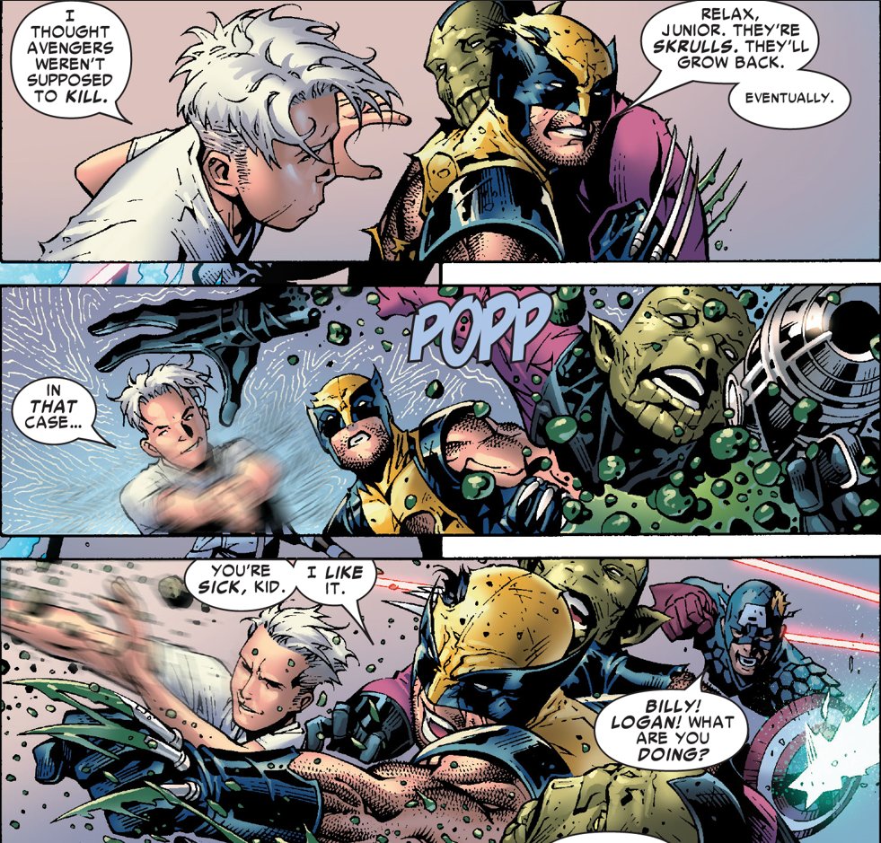 PudessemOWL's tweet image. 20 years have passed, and Tommy's superpower has become weaker.
Marvel forgot what Tommy could do. Some writers still remember that "he can cause explosions", but in reality, Tommy can disintegrate anything at a distance, including humans.
#TommyShepherd #YoungAvengers #Speed