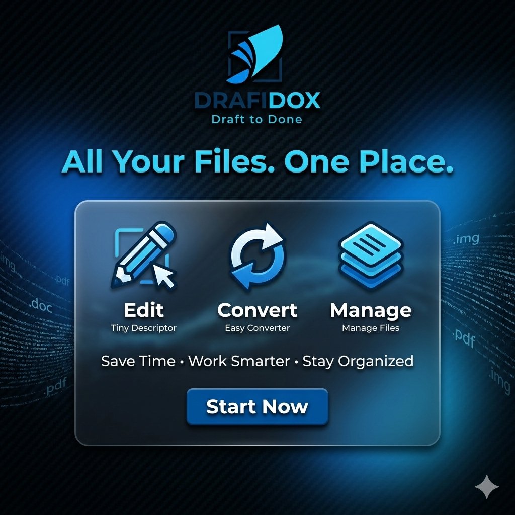 drafidox's tweet image. Still using multiple tools? 
Drafidox makes everything simple — in one place.

#Drafidox #AllInOne #DigitalTools #Workflow #TechTools #SmartWork