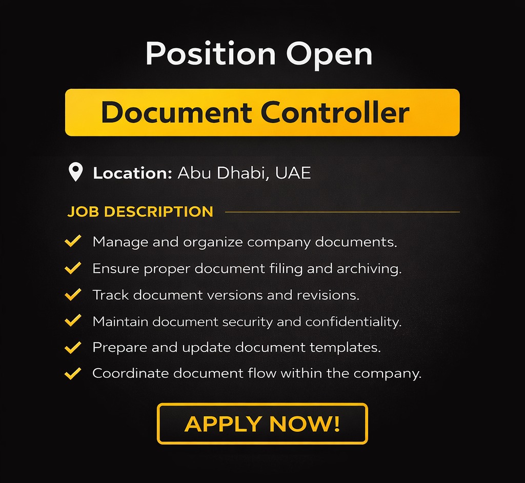 Jobs_inpaper's tweet photo. #Job: Document Controller
Location: Abu Dhabi, UAE 

Apply here: https://t.co/iZSQI1RtUq

#DocumentController #AdminJobs #ConstructionDocs #AbuDhabiJobs #UAECareers #اوبك #OPEC https://t.co/lXnG3zweS7