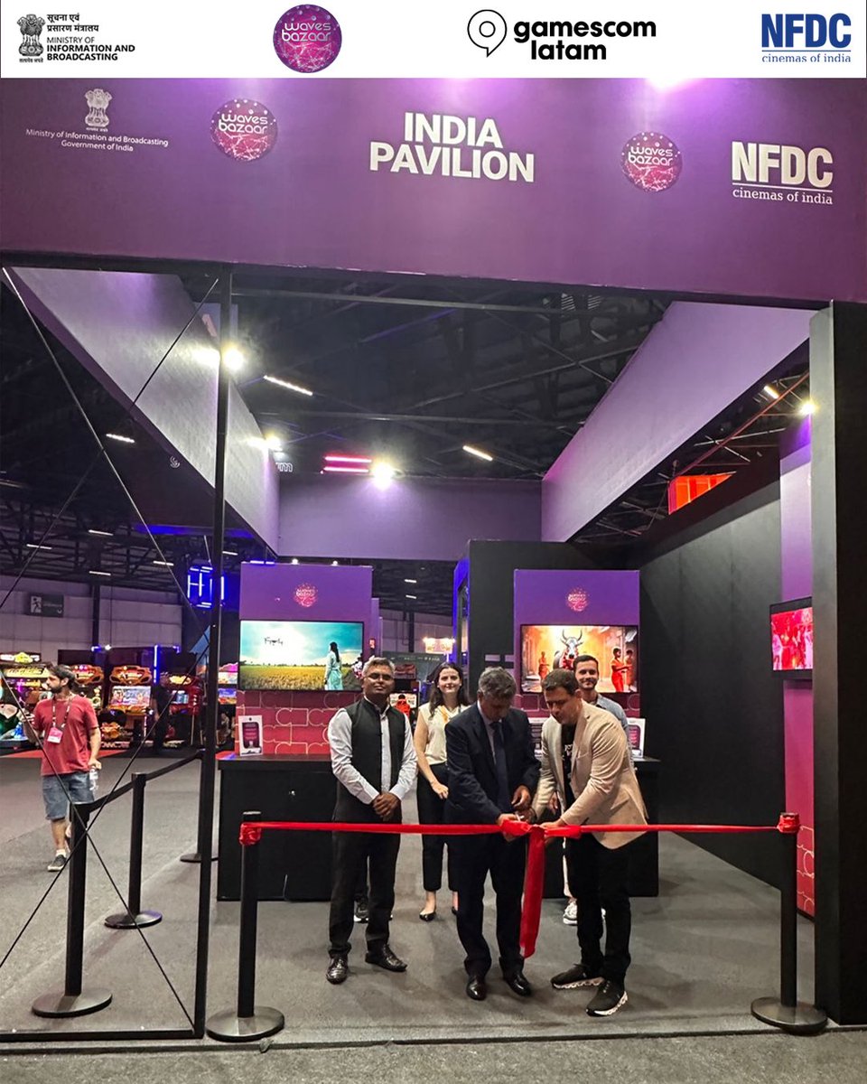 nfdcindia's tweet photo. The India Pavilion is now live at gamescom latam, serving as a vibrant showcase of India’s fast-growing gaming, animation, and interactive entertainment ecosystem.
A space where gamers, developers, creators, studios, innovators, and industry leaders come together, the Pavilion opens doors to collaboration, global partnerships, and new opportunities for Indian talent on the world stage.

Join us and discover the ideas and stories shaping the future of gaming from India.

📍 India Pavilion, Anhembi District, São Paulo, Brazil
 📅 29 April – 03 May, 2026
If you’re in or around, do visit us and experience India’s creative power up close.

#IndiaPavilion #gamescomlatam #WAVESBazaar #NFDC #IndiaAtGamescom