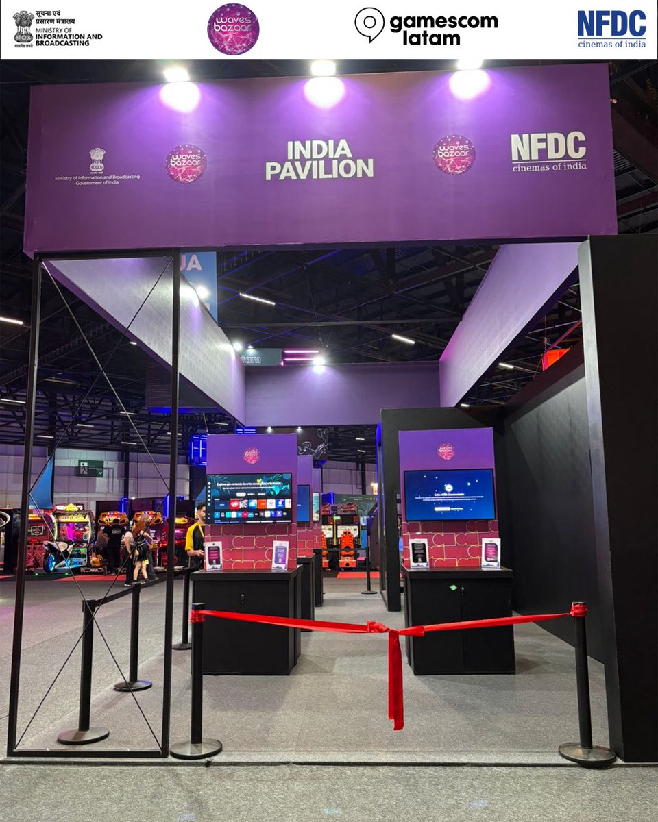 nfdcindia's tweet photo. The India Pavilion is now live at gamescom latam, serving as a vibrant showcase of India’s fast-growing gaming, animation, and interactive entertainment ecosystem.
A space where gamers, developers, creators, studios, innovators, and industry leaders come together, the Pavilion opens doors to collaboration, global partnerships, and new opportunities for Indian talent on the world stage.

Join us and discover the ideas and stories shaping the future of gaming from India.

📍 India Pavilion, Anhembi District, São Paulo, Brazil
 📅 29 April – 03 May, 2026
If you’re in or around, do visit us and experience India’s creative power up close.

#IndiaPavilion #gamescomlatam #WAVESBazaar #NFDC #IndiaAtGamescom
