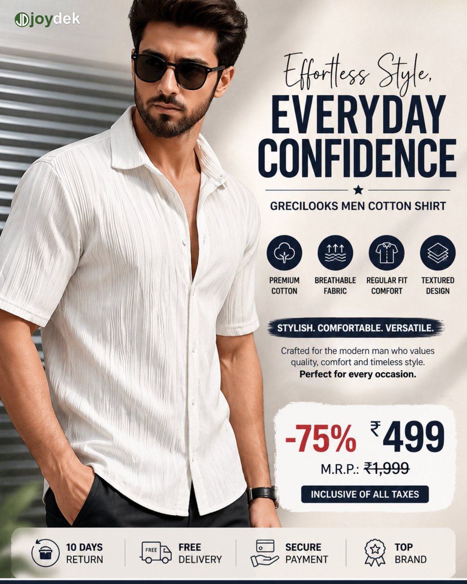 JoydekIndexing's tweet image. Effortless style, everyday confidence 😎
Stay cool, look sharp, and stand out wherever you go.
Your perfect shirt for every occasion.

#MensFashion #CasualStyle #StreetWear #StylishMen #OOTDMen #FashionInspo #SmartLook #DailyWear #ModernStyle #Confidence