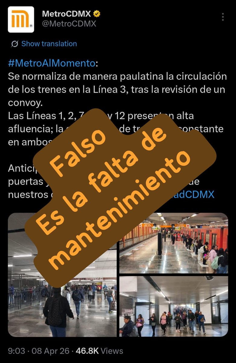 kp18351972's tweet image. Pero eso acaba de pasar eb #linea3 también mushu @AdrianRubalcava eres inútil e ineficiente pasa muy seguido este tipo de inconvenientes!!