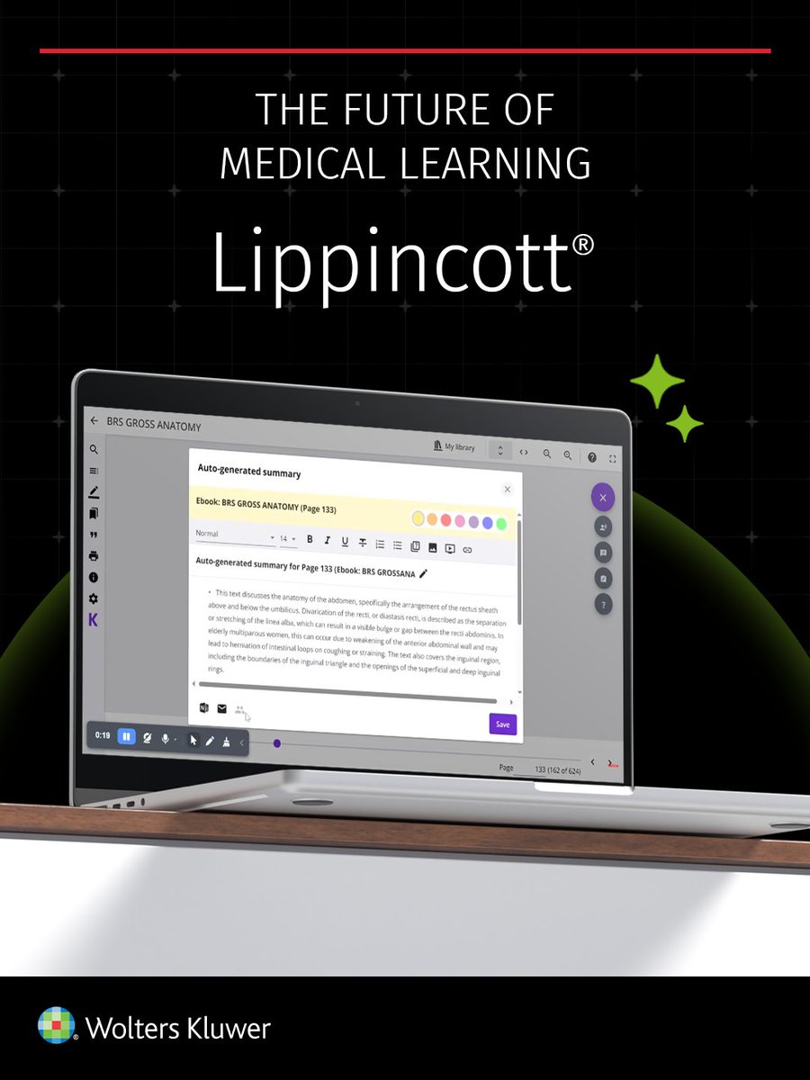 WKHealthIndia's tweet photo. Looking for an edge? 

Lippincott Medical Education uses AI to help you find information faster. 

Get instant summaries, easy notes, and the latest textbooks all in one place. 

It’s like having a digital assistant for your medical studies.

Demo here: https://t.co/N4EdsGzPd5 https://t.co/tMx0XPEQI9