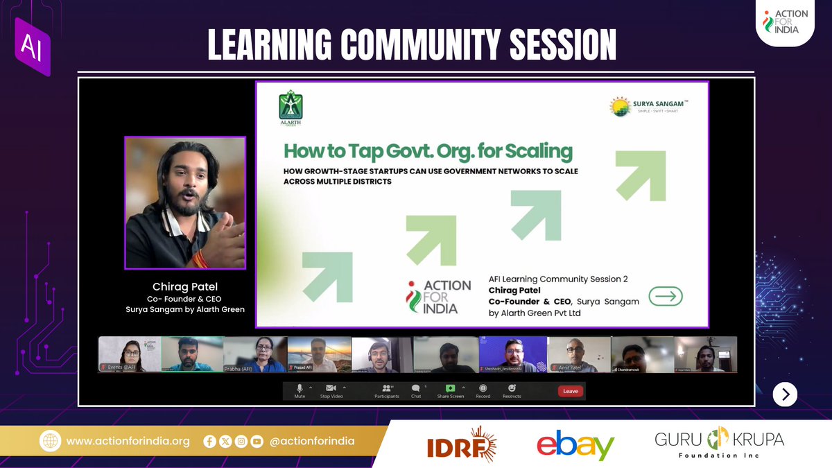 ActionForIndia's tweet photo. learning community session for the Action For India AI+Impact Cohortroadblocks while continuing to stay mission-focused.

#ActionForIndia #AIImpact #StartupIndia #SocialImpact #ClimateTech #GovTech #Innovation #Entrepreneurship #ImpactStartups #Leadership https://t.co/8KjpxH5IcW