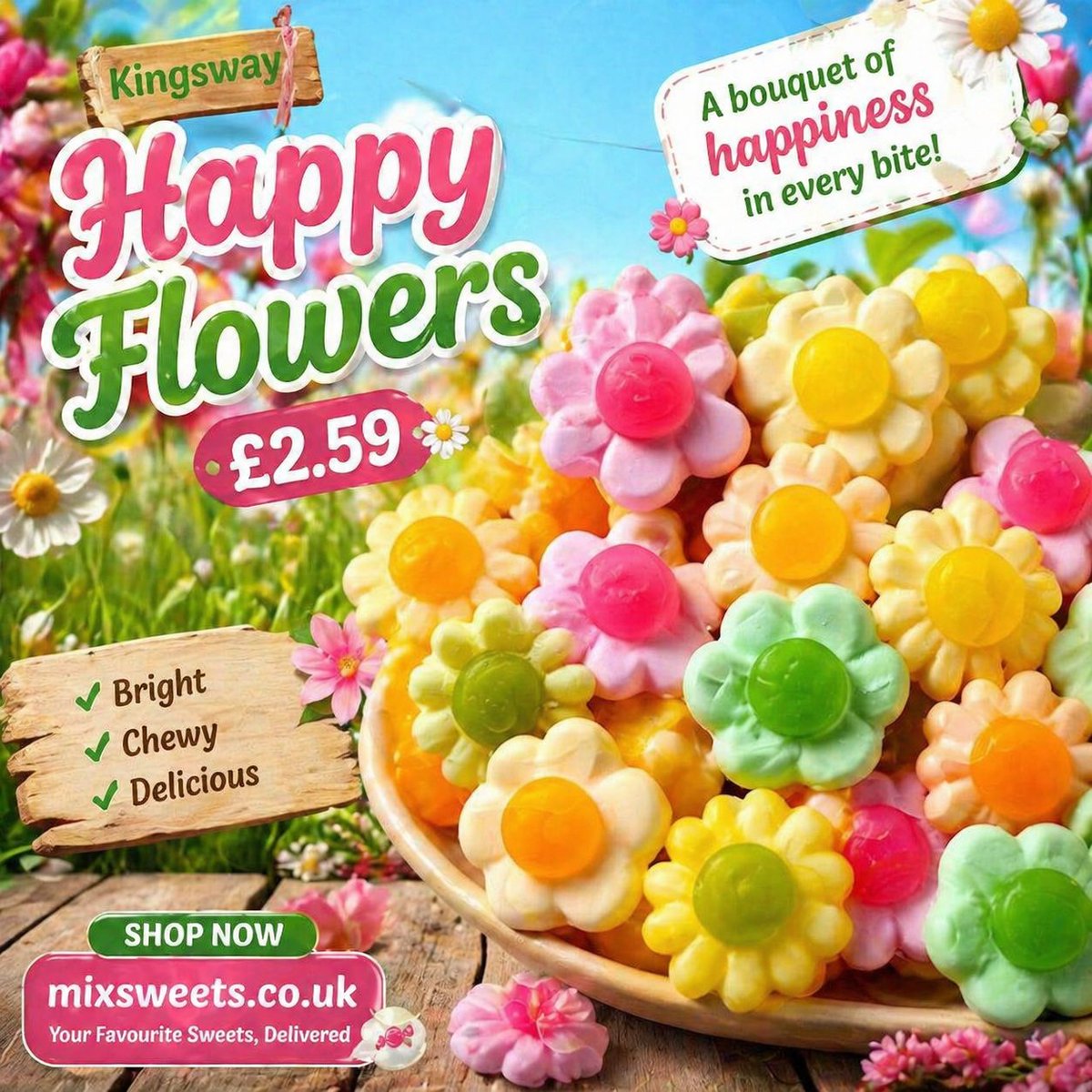 PicknMixSweets's tweet image. Bright, fruity, and full of fun 🌸🍬 Kingsway Happy Flowers bring colour to every bite! Perfect for parties, sharing &amp;amp; sweet cravings 💖 Gluten &amp;amp; dairy free too 🙌 Shop now at mixsweets.co.uk #Sweets #CandyLove #PicknMix #TreatTime #UKSnacks