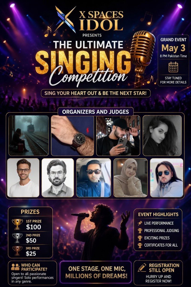 Saqiflance's tweet photo. The wait is over! 🎤🔥
“Space Idol” is going LIVE on May 3rd, Sunday at 8 PM
Get ready for an electrifying night of raw talent, powerful vocals, and intense competition.
Who will rise? Who will shine? 🌟
Stay tuned
This is just the beginning!
#SpaceIdol #MusicBattle #LiveShow https://t.co/EBHNaV1bUS