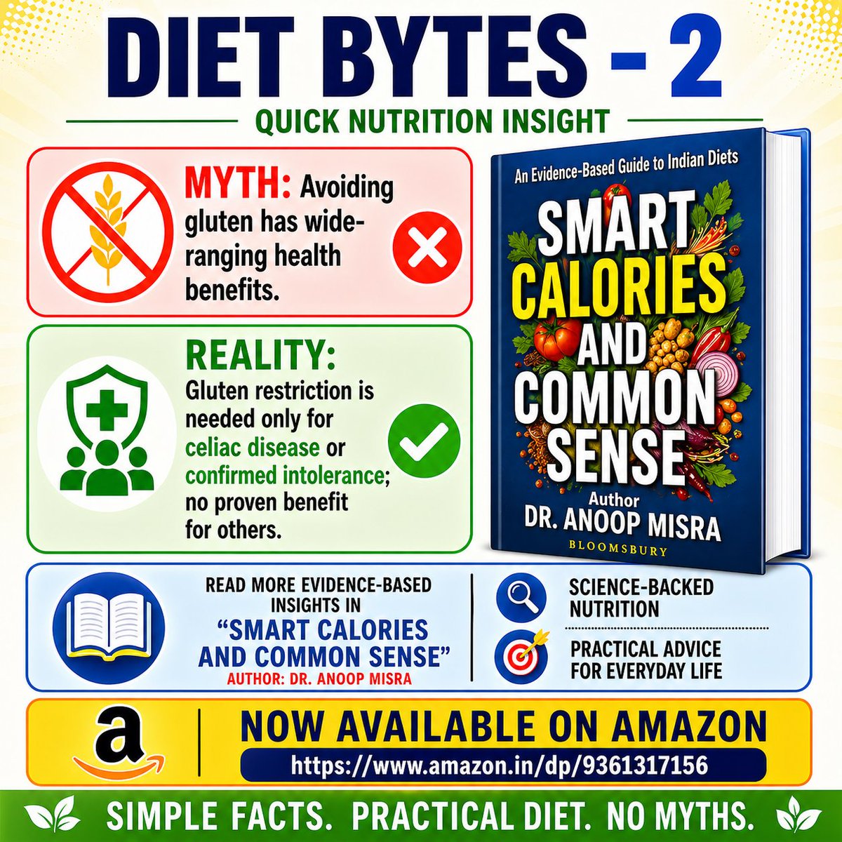 docanoopmisra's tweet photo. Bursting myths with my diet book. Gluten, good or bad? https://t.co/pF8lHuzntG