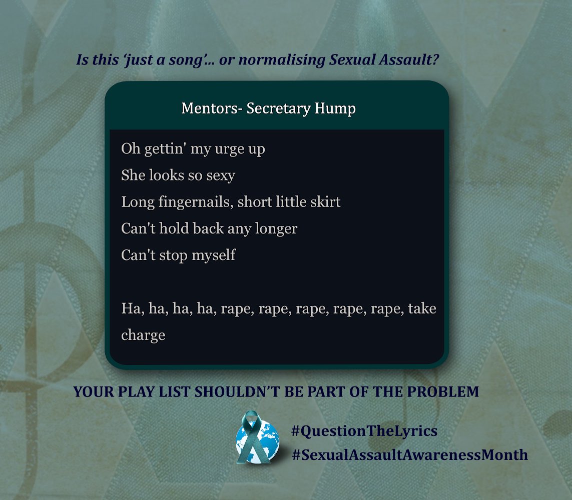 Day 30

#QuestionTheLyrics
#SexualAssaultAwarenessMonth