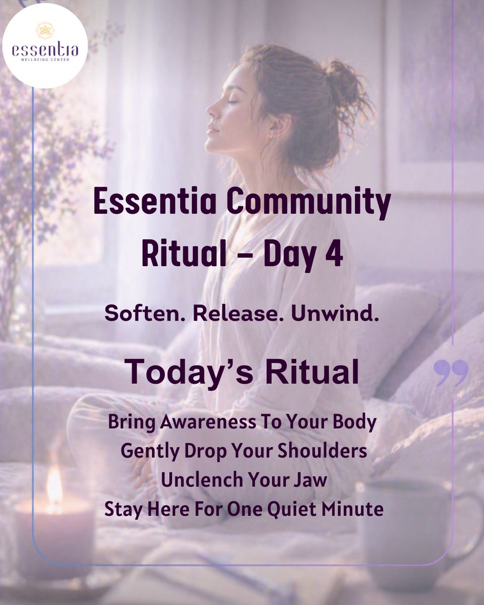 essentiawell's tweet image. Take a quiet minute to relax your body, drop your shoulders, unclench your jaw and return to calm with Essentia.
essentiawellbeing.com

#Mindfulness #WellnessJourney #RelaxAndUnwind #SelfCareDaily #InnerPeace #CalmMind #StressRelief #MindfulLiving #EssentiaWellbeing
