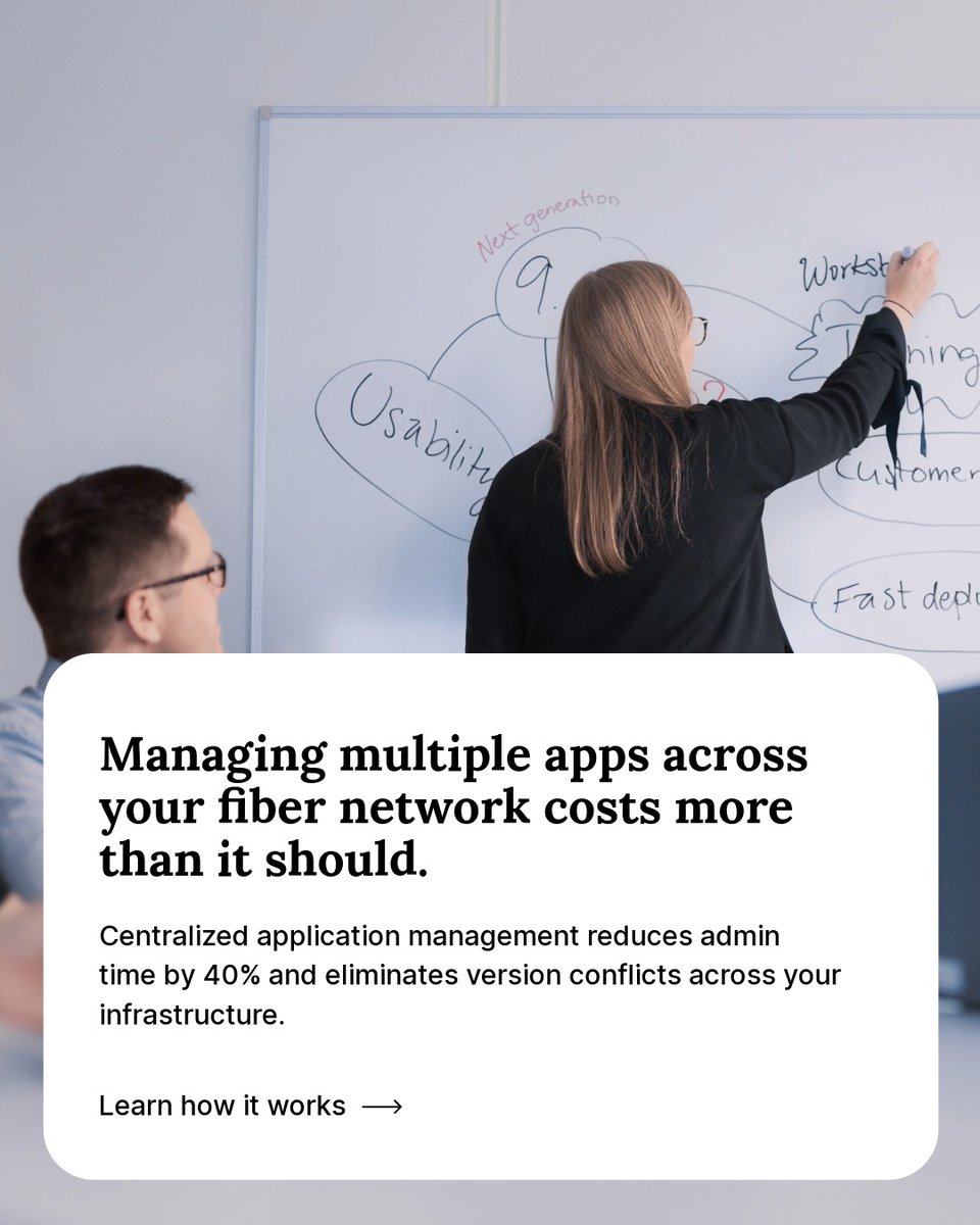 NetadminSystems's tweet photo. Manual app updates across your fiber network = wasted engineering hours + security gaps.
Centralized application management automates everything. 40% less admin time. Zero version conflicts.

https://t.co/TNOEW8ANU2 https://t.co/YCdD6dacLc