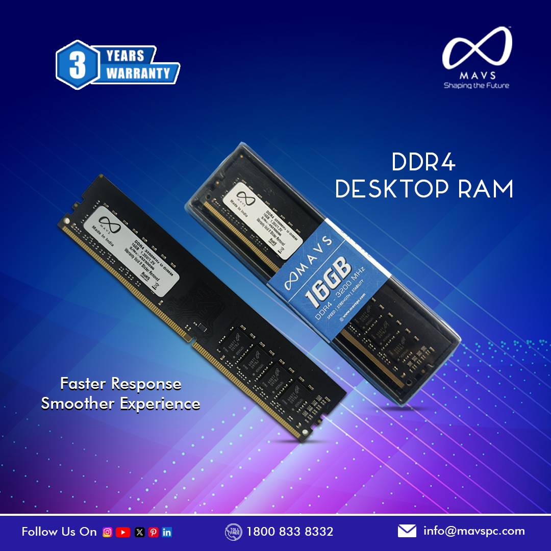 MavsPc's tweet photo. Boost your desktop performance with MAVS DDR4 RAM ⚡
✔ Faster Response
✔ Smoother Experience
✔ Up to 3200MHz
✔ 3 Years Warranty
#MAVS #DDR4 #DesktopRAM #PCUpgrade #GamingPC #RAMUpgrade #Tech https://t.co/CRrS8nTBIb