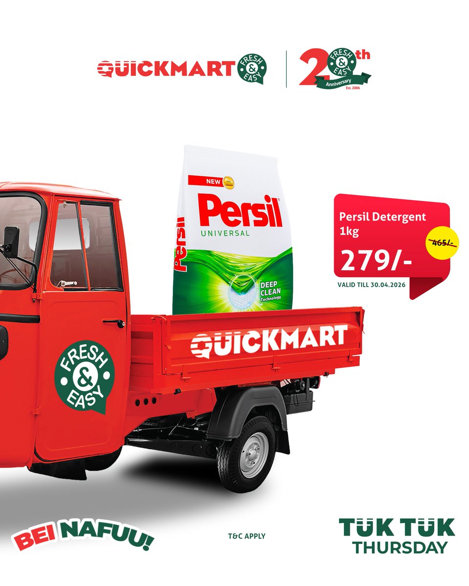 QuickmartKenya's tweet image. Closing out the month with sizzling savings—grab them before they’re gone!

*Valid ONLY TODAY!

Shop online from our website quickmart.co.ke

Download the app qrfy.com/1bdkIHDde-

#TukTukThursday
#20YearsTogether
#BeiNafuu
#FreshAndEasy