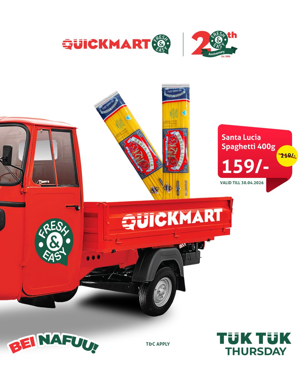 QuickmartKenya's tweet image. Closing out the month with sizzling savings—grab them before they’re gone!

*Valid ONLY TODAY!

Shop online from our website quickmart.co.ke

Download the app qrfy.com/1bdkIHDde-

#TukTukThursday
#20YearsTogether
#BeiNafuu
#FreshAndEasy
