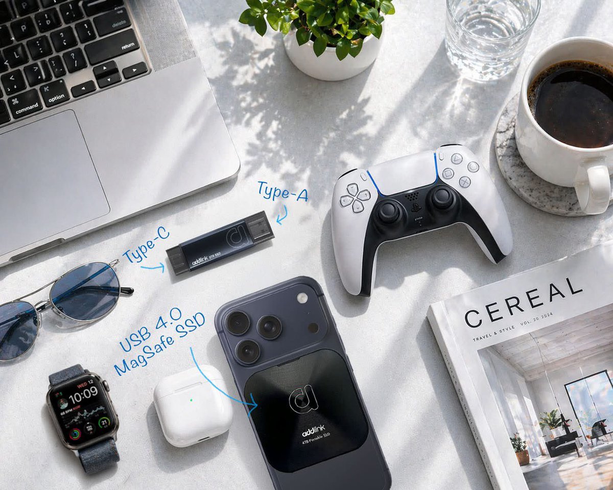 Your ideas move fast. 
Your storage should too.

The addlink Portable SSD Series keeps your videos, photos, and files moving smoothly across devices.
📱P30 for next-level speed; 🖥💻P50 for everyday portability.

EN:shorturl.at/aDyb5
UK:shorturl.at/S9oSC