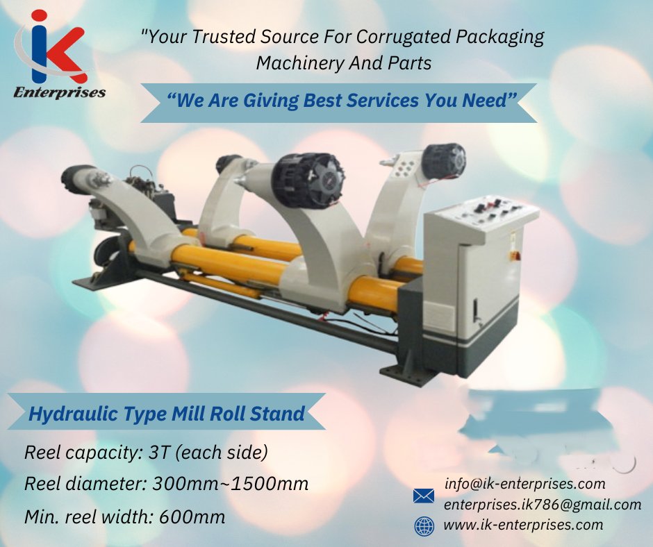 Angela1473638's tweet image. Enhance your production line with the Hydraulic Type Mill Roll Stand from IK Enterprises, your trusted source for corrugated packaging machinery and parts
Call \ Whatsapp: 03216663559  |  03210786066
#CorrugatedPackaging #IndustrialMachinery #MillRollStand #IKEnterprises