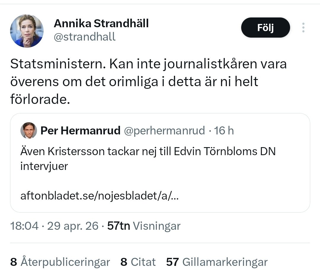 Påminner tant om att Edvin Törnblom inte är journalist.