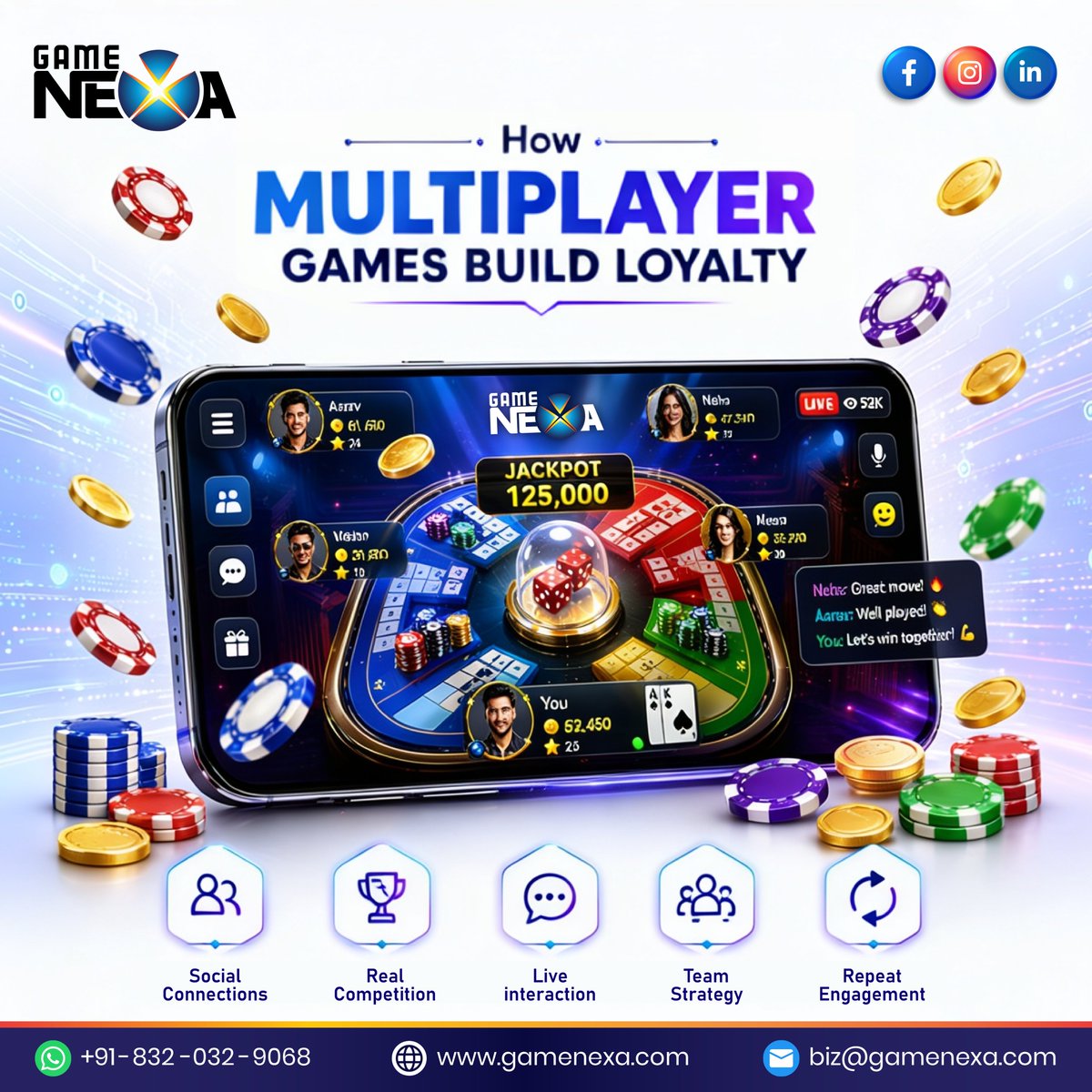 gamenexastudio's tweet image. Players don’t stay for the game.
They stay for the people. 👥🎮

Multiplayer = connection + competition + retention

🚀 Build games that players come back to
📩 Contact us: 𝗯𝗶𝘇@𝗴𝗮𝗺𝗲𝗻𝗲𝘅𝗮.𝗰𝗼𝗺

#GameDevelopment #MultiplayerGames #PlayerEngagement #GamNexa