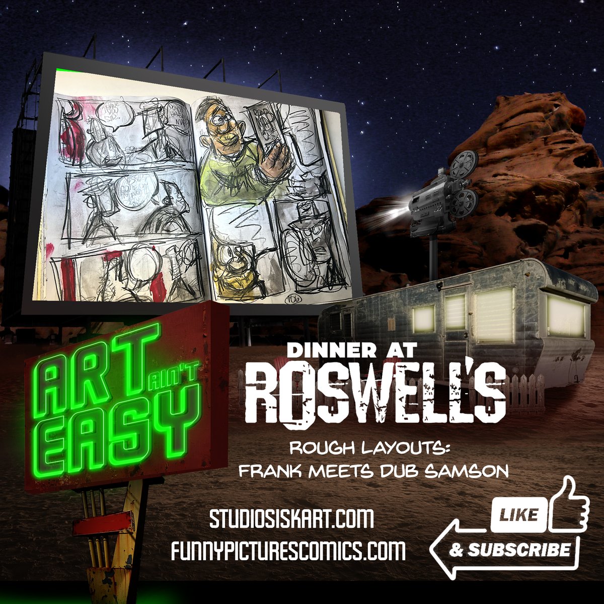 DINNER AT ROSWELL'S ROUGH LAYOUTS: Frank meets Dub Samson.