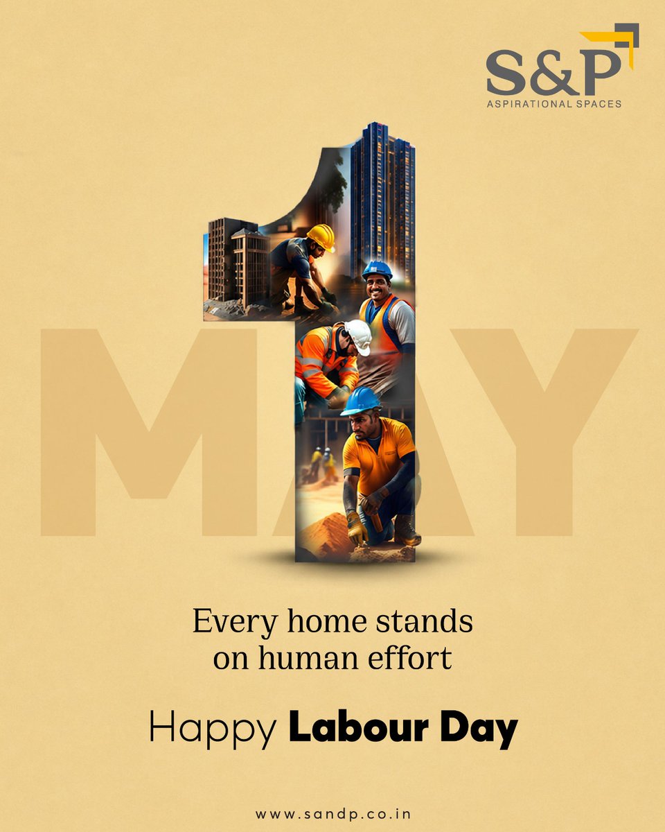 sandp_official's tweet photo. We honour the dedication, skill, and perseverance of every hand that helps shape the homes we cherish. Behind every finished space stands human effort, pride, and commitment. Happy Labour Day.
 #LabourDay #MayDay #sandpfoundation #RespectForWorkers #BuiltWithStrength https://t.co/m0HQacXrPU
