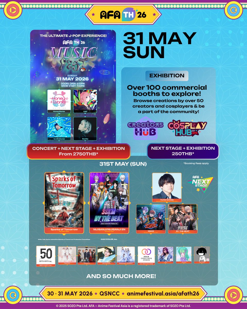 animefestasia's tweet photo. #AFATH26 AFA Thailand 2026 ขนทัพความสุดยอดของดนตรี อนิเมะ และเกม ส่งตรงจากญี่ปุ่น!
🪐 มาสัมผัสที่สุดของวัฒนธรรมป๊อปญี่ปุ่นที่ AFA Thailand 2026
🎟️ https://t.co/E2DXmLpIrP

✨ Anime Festival Asia Thailand 2026
📅 30–31 พฤษภาคม
📍 QSNCC
🌐 https://t.co/7TGqQvtVVF https://t.co/doasPEIJkh