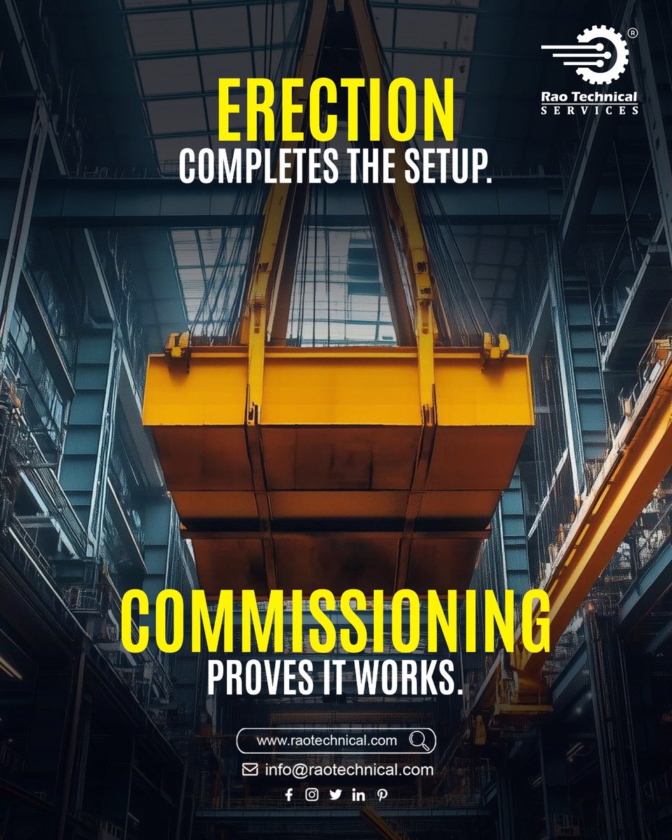 raotechnicalser's tweet image. Erection and commissioning are often spoken about together ⚙️

But they serve very different purposes.

The real difference lies in validation.

One prepares the system.
The other confirms its readiness.

📩 For inquiries: info@raotechnical.com

#business #BusinessStrategy