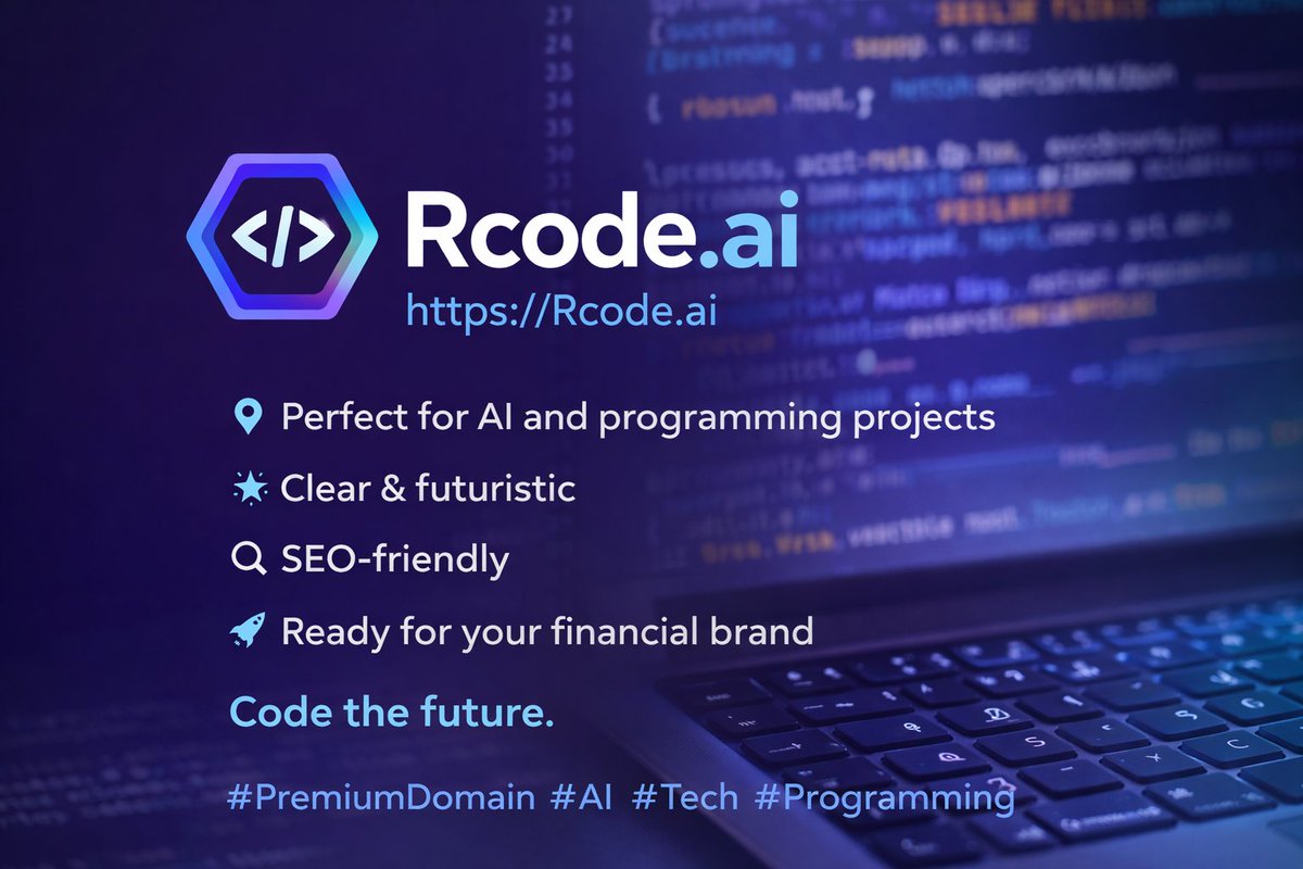 takeperdomain's tweet image. Rcode.ai is available for sale.

Perfect for any AI coding tool, code assistant, or dev-focused AI startup.

Short. Brandable. Ready to transfer.

Open to offers — DM me.

#domainforsale #aidomains #buildinpublic #devtools