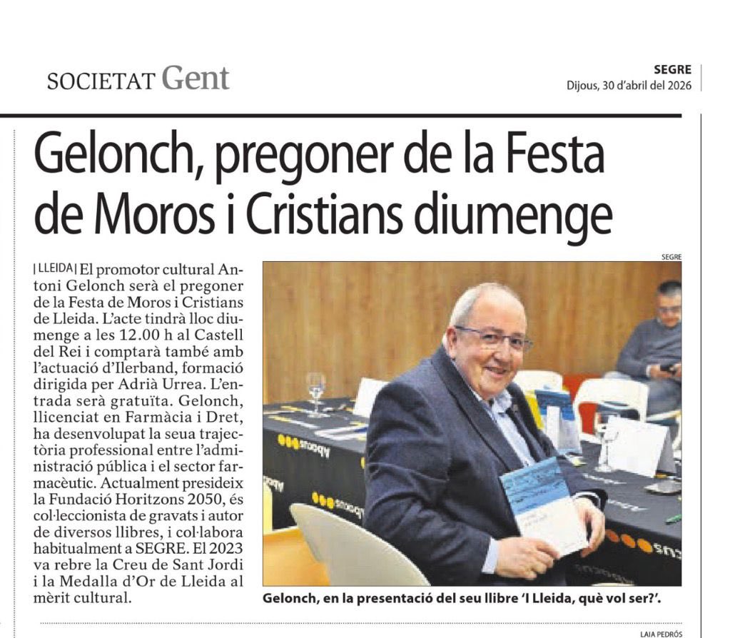 Antoni_Gelonch's tweet photo. A @SEGREcom es fan ressò que aquest diumenge seré el Pregoner de la Festa de Moros i Cristians a Lleida. Em fa molta il·lusió i espero no decebre! @morosicristia https://t.co/UtLfbbUt6j