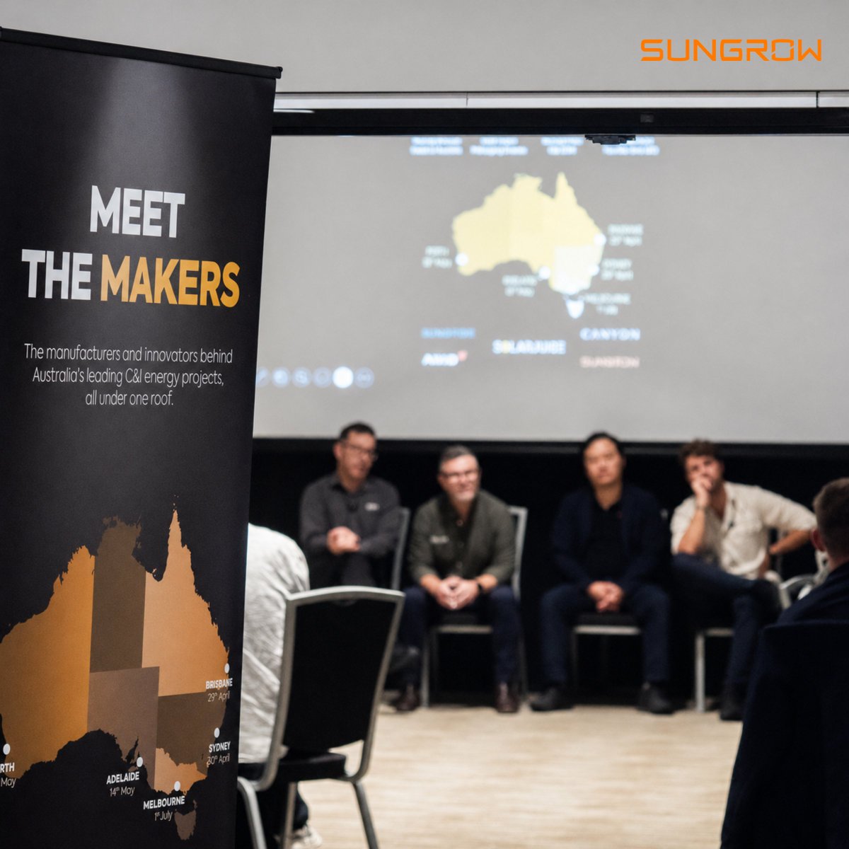 AsiaSungrow's tweet image. Powerful connections &amp;amp; the Powerkeeper series​ reveal at #SungrowAU Meet the Makers, Brisbane! Future energy, unveiled.

Next, Sydney! 

📅 Apr 30 | 3PM
📍 Greenhouse, Sydney
👉 Register now: eventbrite.com.au/e/meet-the-mak… 

#EnergyTransition #PowerKeeper #MeettheMakers #SolarJuice