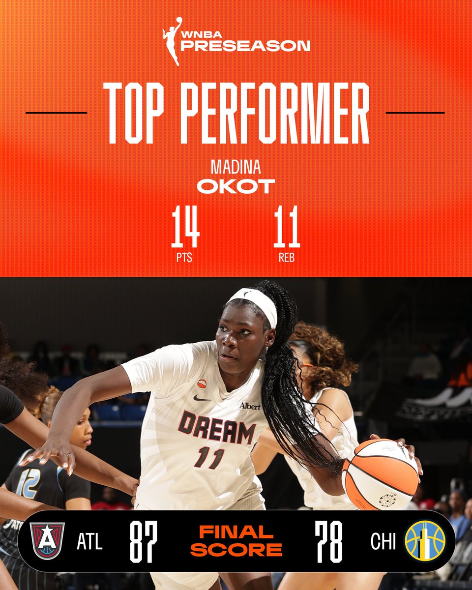 No. 13 #WNBADraft pick Madina Okot showed out on both ends to power the <a href="/AtlantaDream/">Atlanta Dream</a>'s win in her preseason debut 🔥

14 PTS | 11 REB