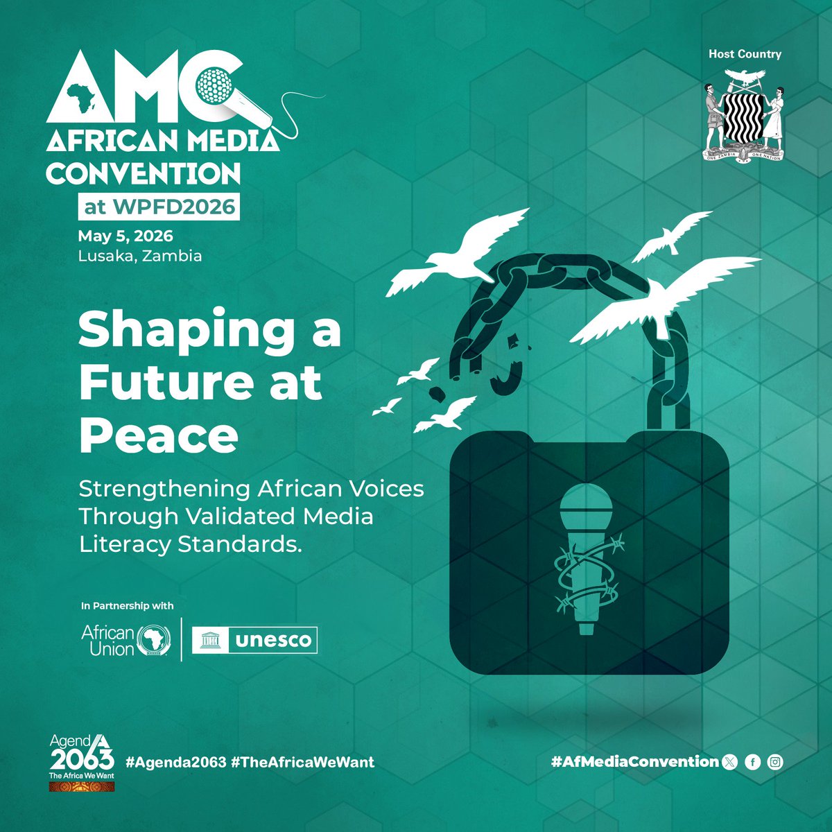 _AfricanUnion's tweet photo. At the sidelines of World Press Freedom Day 2026 #WPFD26 in Zambia, the 2026 Africa Media Convention #AMC comes at a critical time for Africa’s media landscape. As the continent navigates rapid #digitaltransformation, misinformation, economic pressures on newsrooms, and growing demand for credible information, the Convention provides an important platform for collective solutions and continental cooperation.

Join the conversation and be part of shaping the future of African media here https://t.co/oxS4lE0pHC