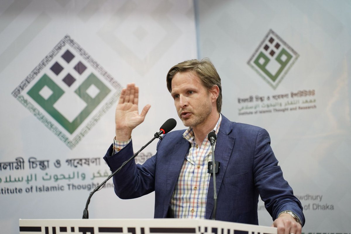 iitr_bd's tweet photo. The 17th edition of the “Seminar with an International Scholar” series, organized by the our  Institute, was successfully held today at Dhaka University.
The keynote lecture, titled “Islamic Studies in the East and West: History, Reflections and the Future,” was delivered by renowned American hadith scholar and academic, Professor Dr. Jonathan A. C. Brown.
The program commenced with a welcome address by the Deputy Managing Director of the Institute, Kazi Salma Binte Salim. The Institute’s publications were also presented by the Publication Secretary, Saa’d Musanna, on behalf of the Publications Department.
The session concluded with an engaging open Q&A segment. Alongside the students of the Institute, distinguished faculty members from various universities were also in attendance.