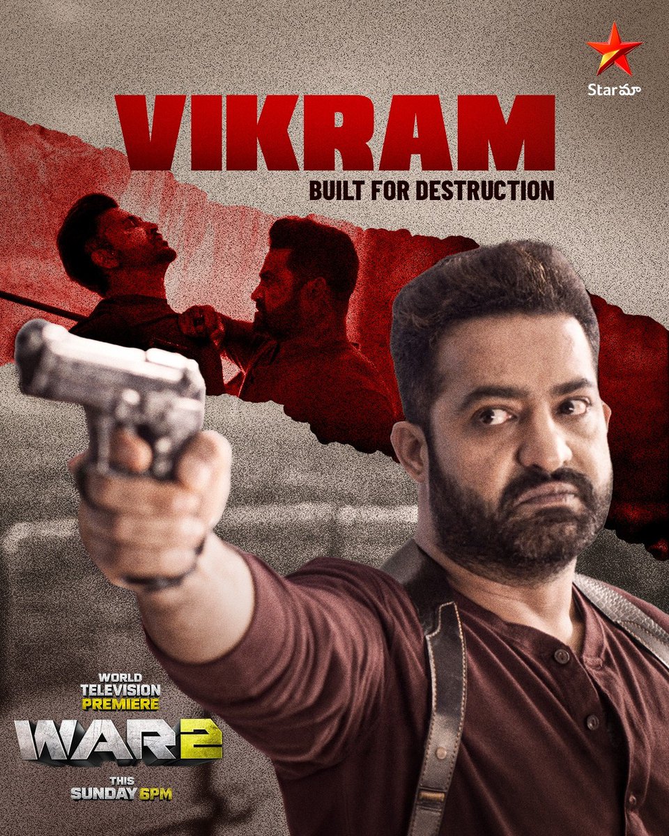 CineBuff2003's tweet image. Get ready for Vikram’s explosive storm 💥⚡

Watch World Television Premiere #WAR2, This Sunday at 6 PM only on #StarMaa

#WAR2 #Jrntr #HrithikRoshan #KiaraAdvani #WAR2OnStarMaa